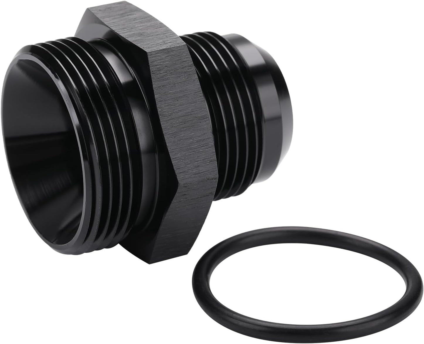 16AN Male Flare to 20AN ORB O-ring Boss Fuel Pump Rail Adapter Fitting Aluminum Black