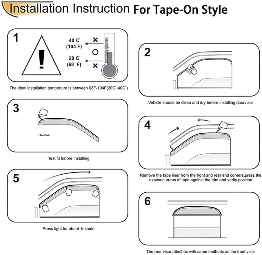 4pcs Chrome Side Window Visor Wind Vent Deflector fit for 2013-2019 ford Escape,Outside Mount Style Nice looking Shade Sun Rain Guards Set 94383Y