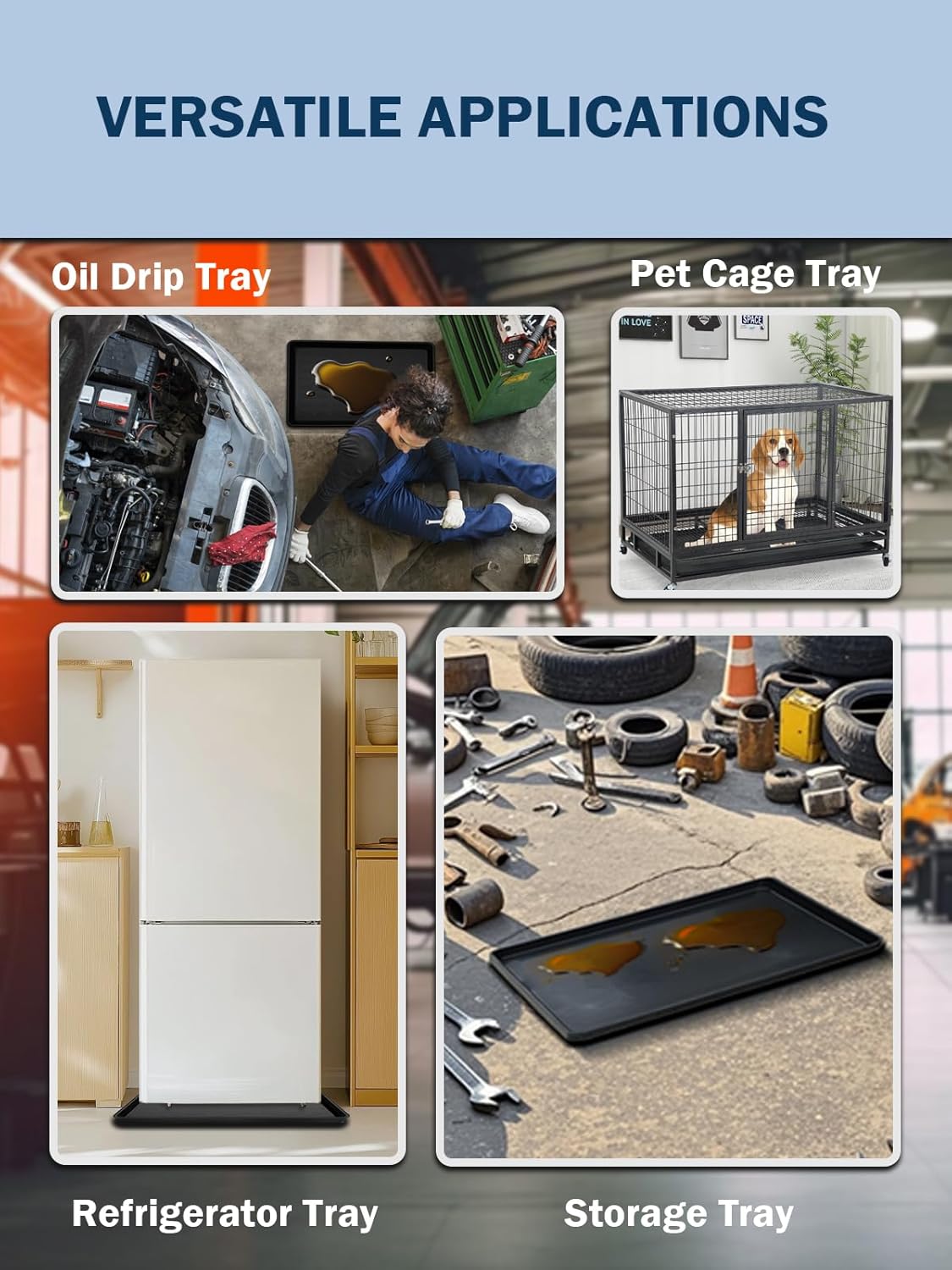 6Pack Extra Large Oil Drip Pan 35.4 x 24 x1.4 Inches Oil Change Drain Drip Tray for Under Car Plastic Oil Tray Auto Oil Catch Pan for Transmission Garage Automotive Driveway to Keep Floor Clean