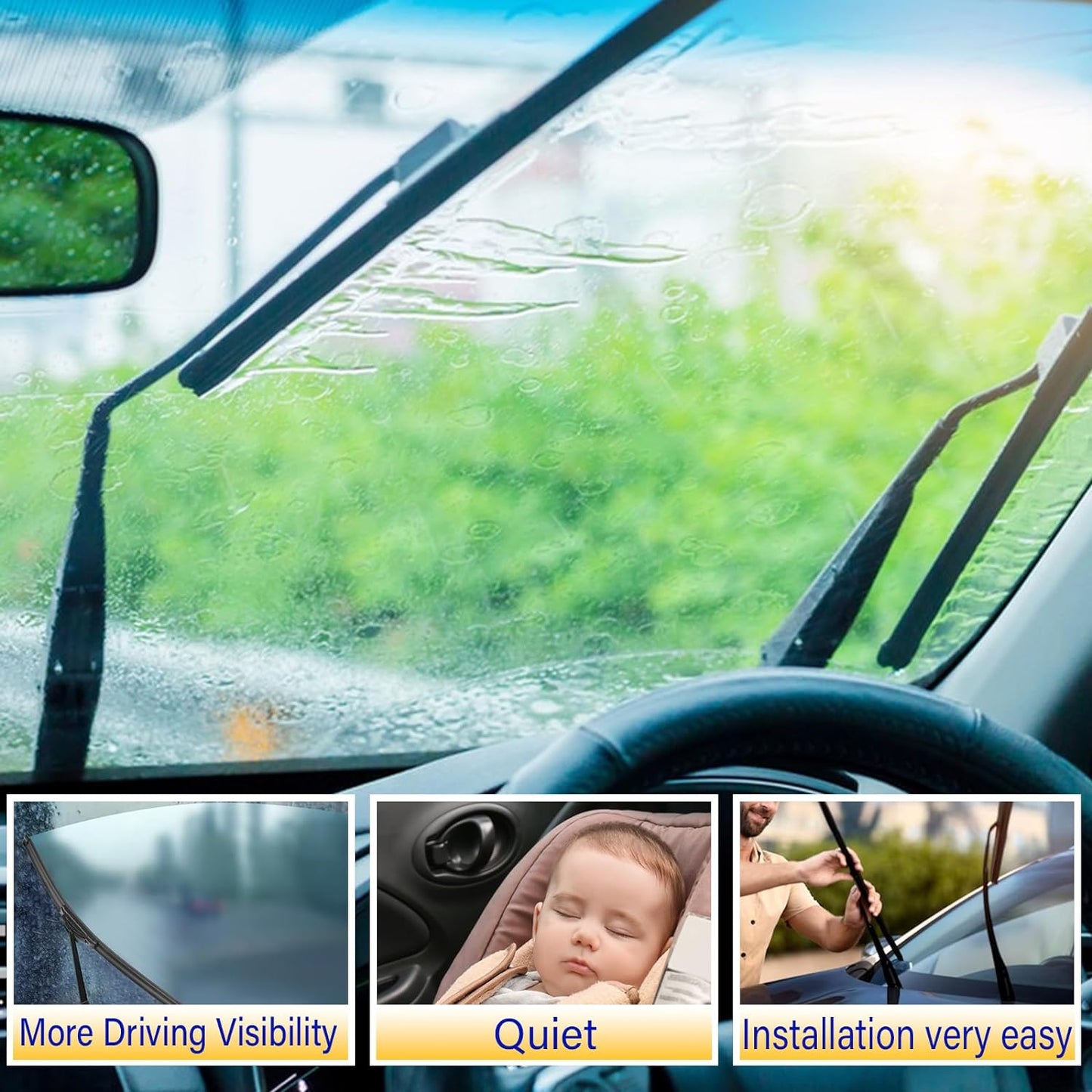 3 wipers Replacement for 2010-2015 Hyundai Tucson, Windshield Wiper Blades Original Equipment Replacement - 26"/16"/12" (Set of 3) U/J HOOK