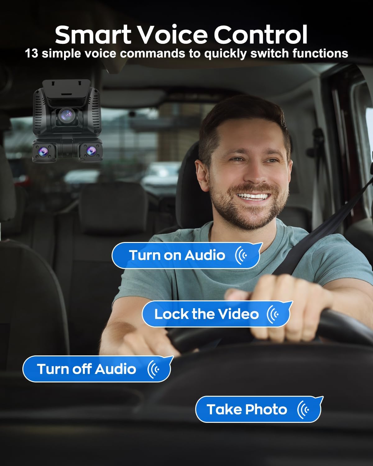 4K Dash Cam 360° View,4 Channel Front and Rear Dash Camera for Cars,Built-in 5GHz Wi-Fi GPS, Voice Control, Free 128G Card,Night Vision,24H Parking Mode,G-Sensor