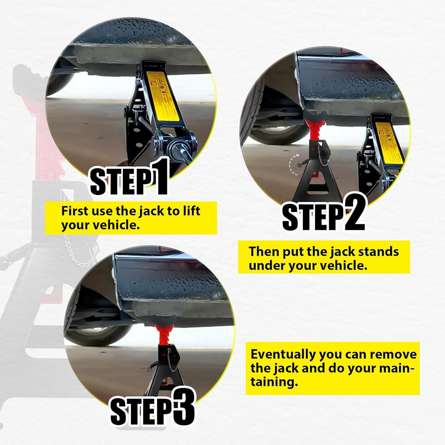 6 Ton Jack Stands, 15.6"-23.4" Adjustable with Double Pin Locking,Heavy Duty Jack Stands with Extra Rubber Pads,Car Lifts for Home Garage,Lifting Various Vehicles,1 Pair Black