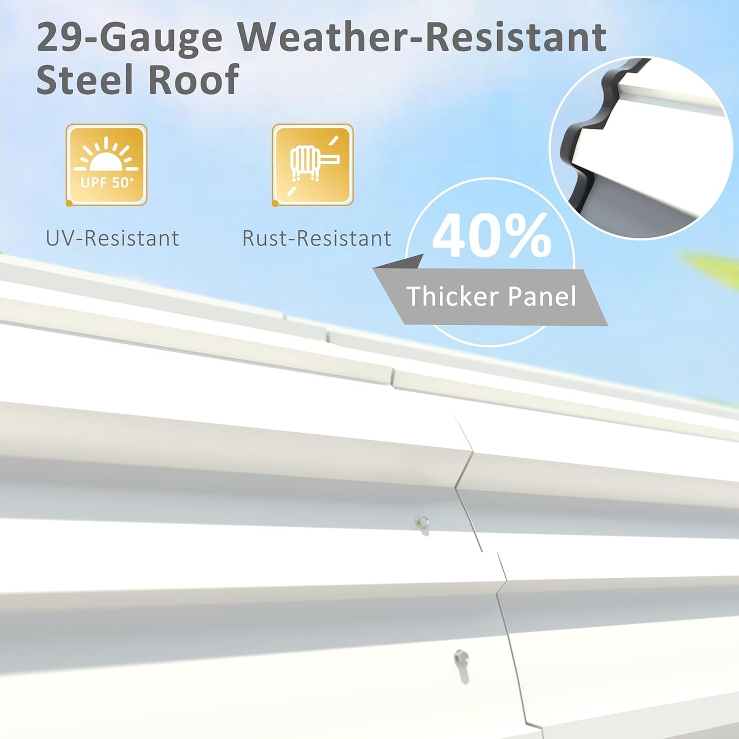 12x20 FT Outdoor Carport with Metal Roof, Heavy Duty Metal Carport Canopy, Garage Car Shelter Shade for Car, Truck, Boat, Eggshell