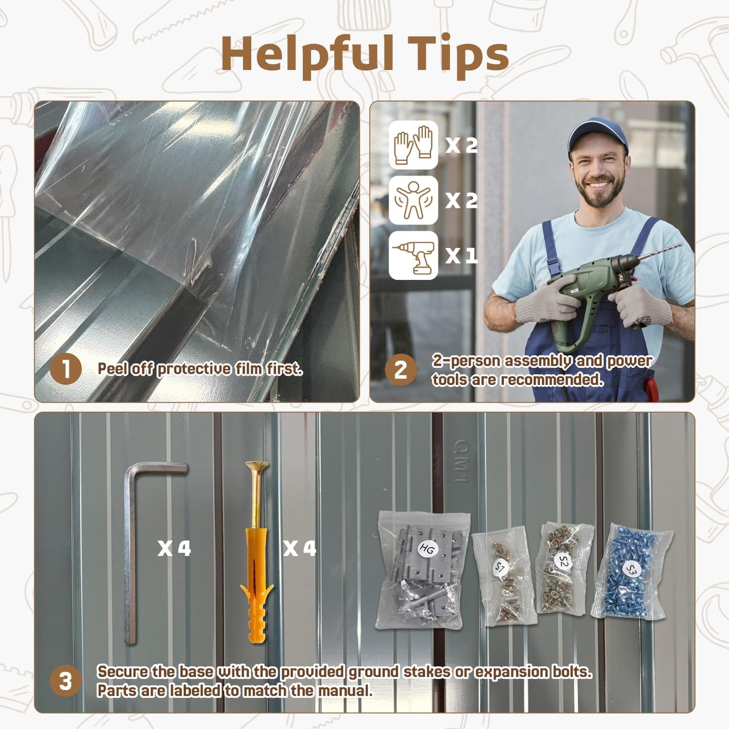 7.3' x 2.7' Metal Storage Shed Outdoor, Waterproof Garbage Can Enclosure for Three 50-Gallon Cans, Perfect for Garden, Backyard, Poolside and Lawn