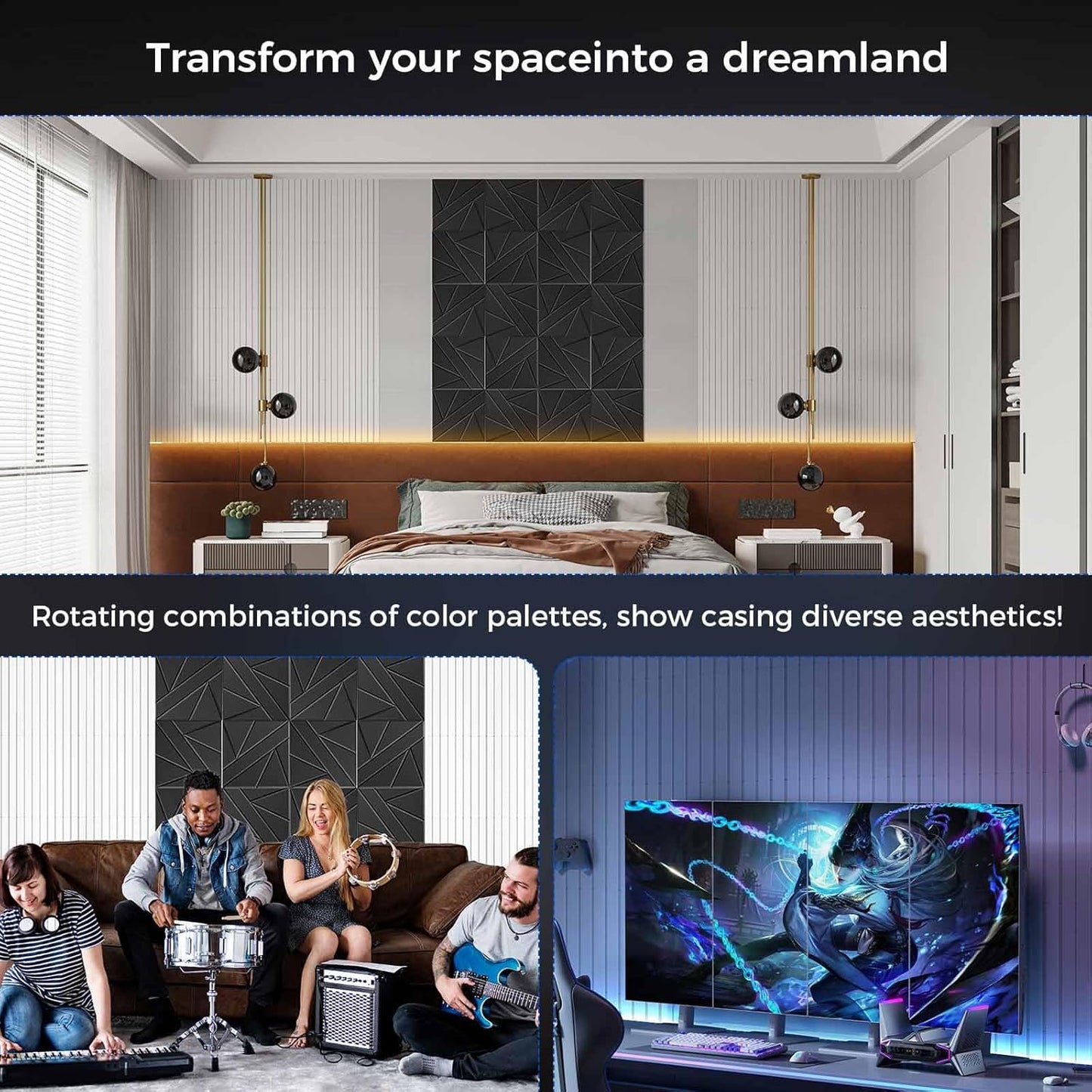 8 Pack Large Soundproof Wall Panels, 15.7 x 15.7 x 0.47 in Sound Proof Foam Panels for Walls, 1.2lb/ft³ High Density, Thicker 0.47in, Acoustic Panels, Sound Dampening Panels White