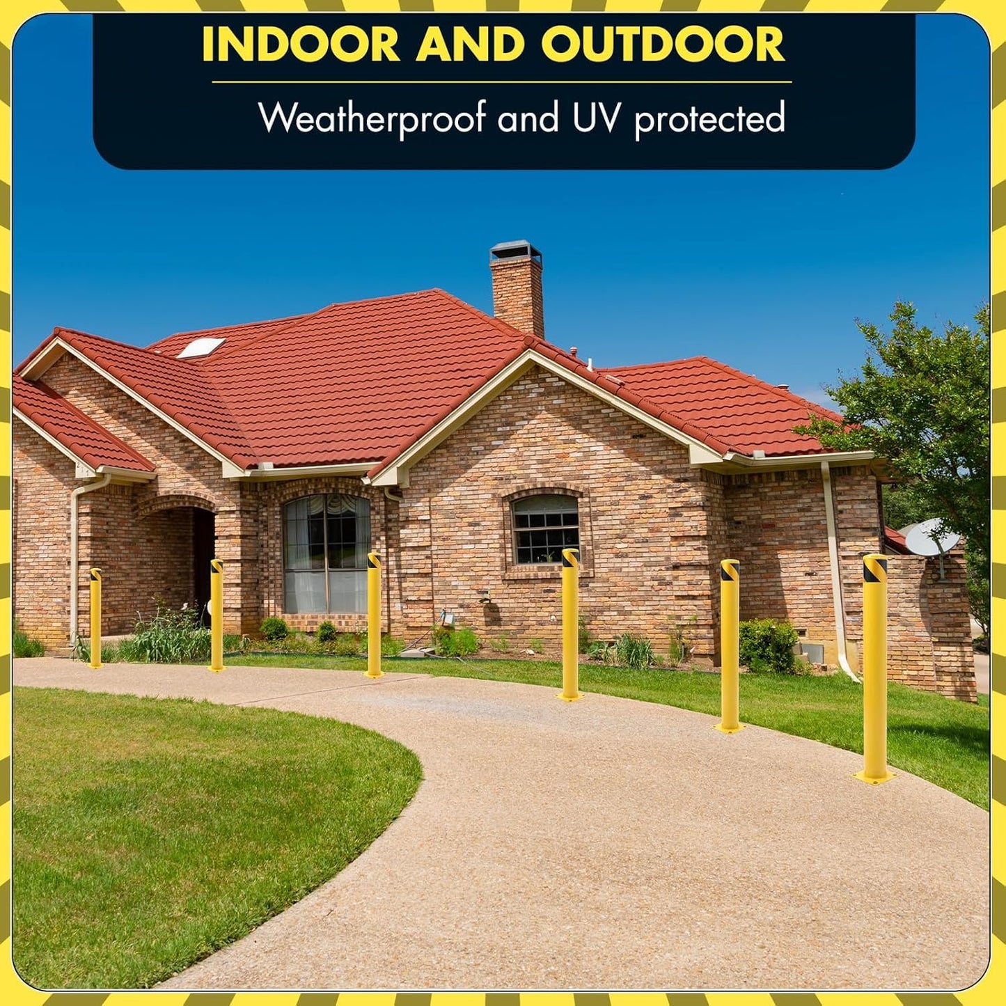 8 Pack Safety Bollard Post, 48 Inch Height 4.5 Inch Diameter Yellow Pipe Safety Steel Bollards with Anchor Bolts and Wrench, Steel Bollards for Road Warning Construction Traffic Control