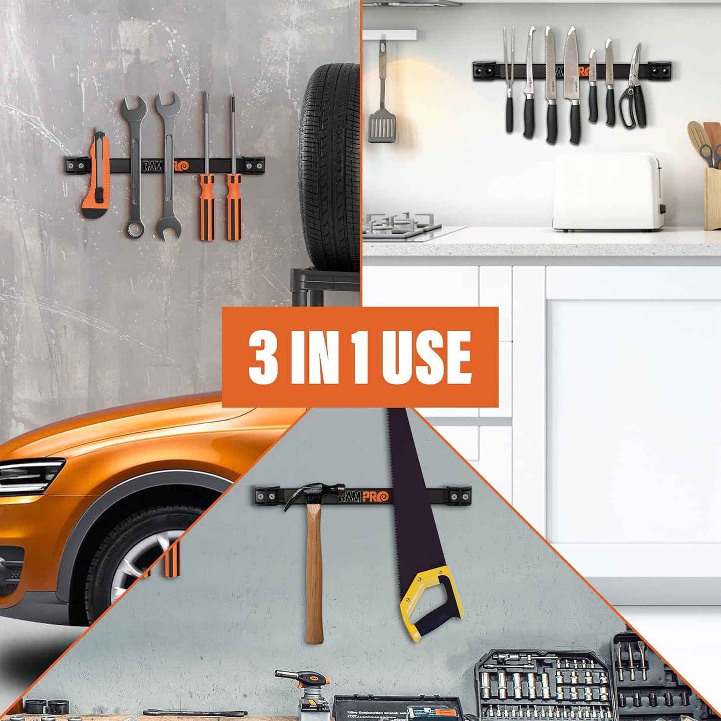 12" Magnetic Tool Holder Strip - A Tool Magnet Bar for Garage Organization, Shop Organization, and Workbench Accessories - Best Gift for Men - Easy To Install in Workshop - Mounting Screws Included.
