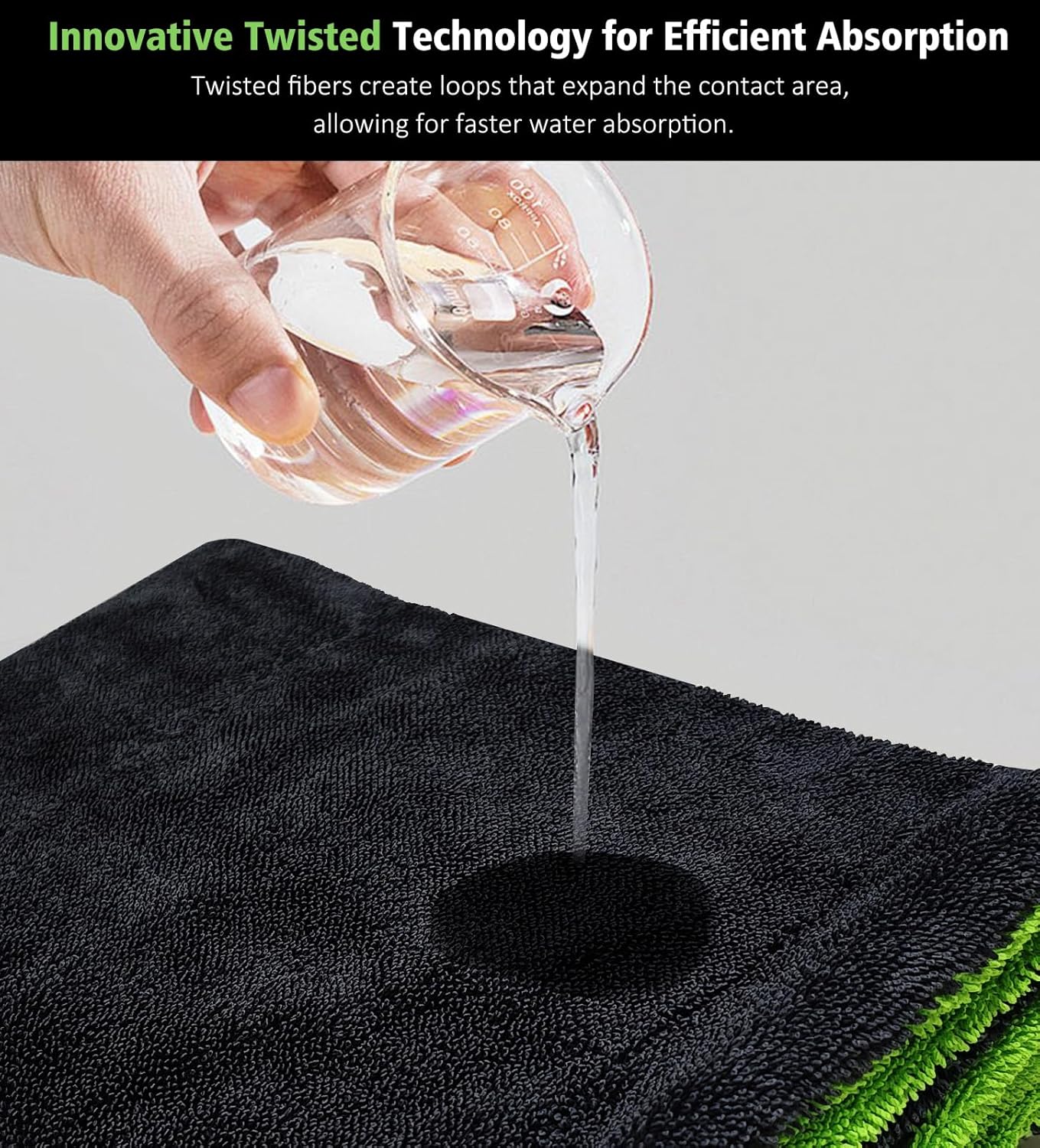 28" x 36" Car Drying Towel Extra Large, 1400 GSM Double Sided High Absorbent Car Wash Drying Towels, No Scratches or Streaks, Quick Dry Microfiber Towels for Cars Truck SUV, Green