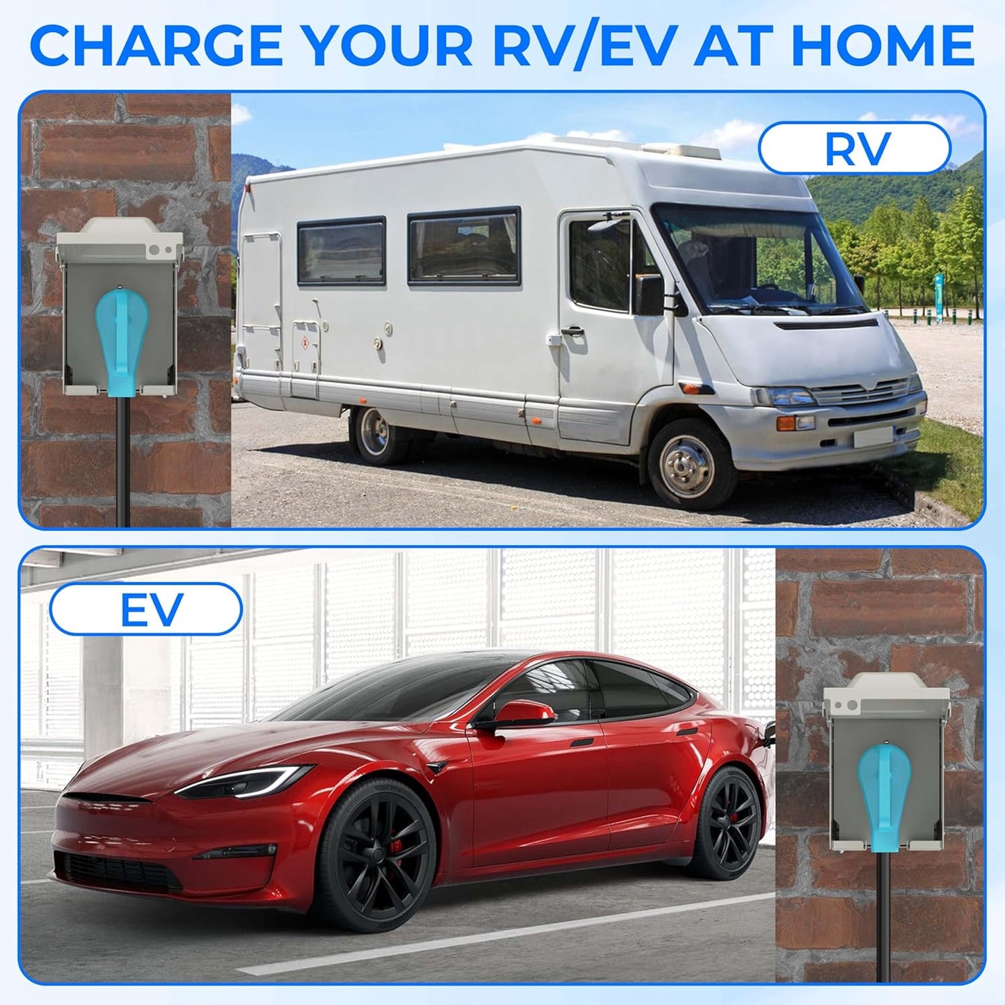 50 Amp RV Power Outlet Box, NEMA 14-50R 125/250 Volt RV Outdoor Electrical Receptacle Panel, Weatherproof, for RV Camper Trailer Motorhome Electric Car Generator