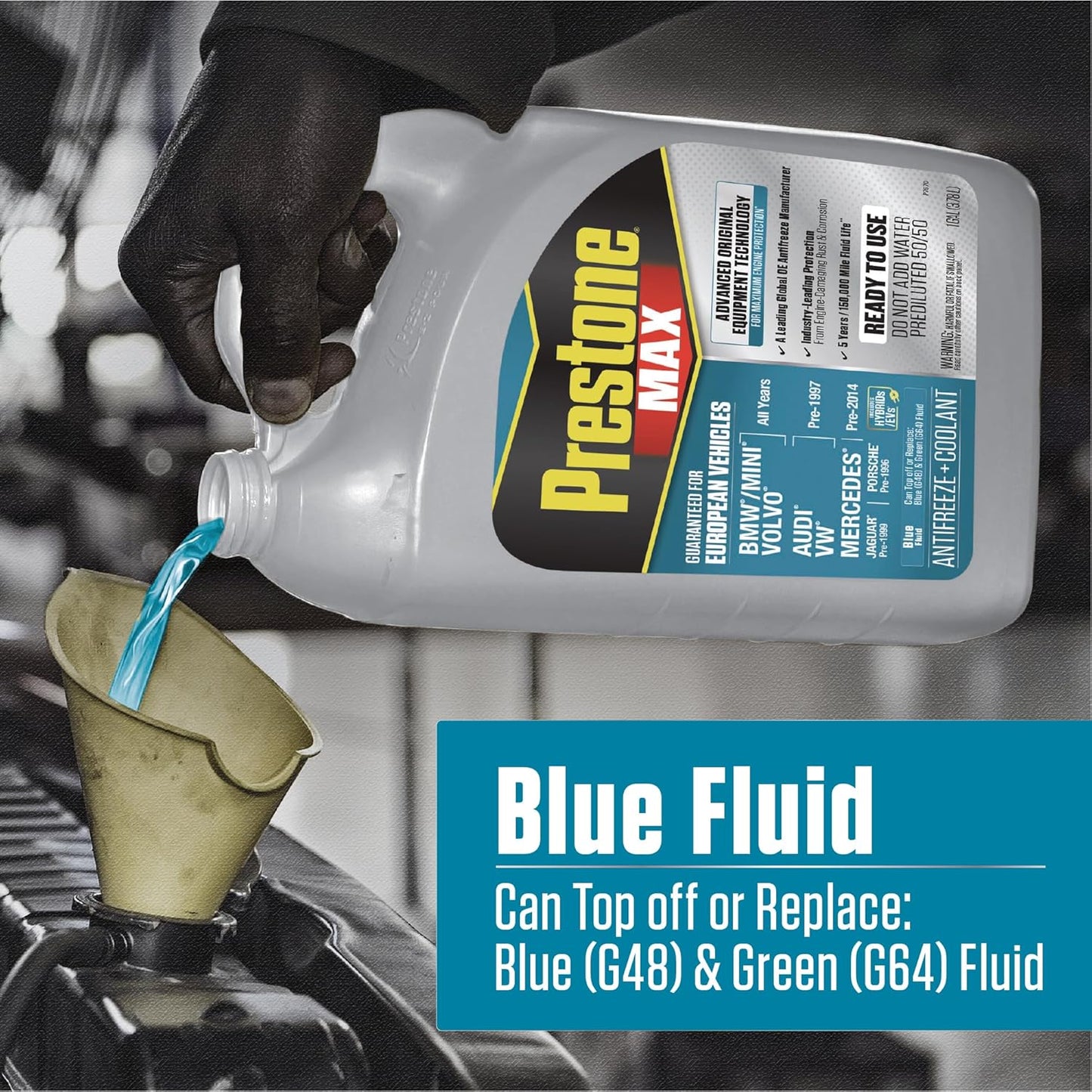 Prestone MAX Euro Blue 50/50 Antifreeze Automotive Coolant, Pack of One (Pack of 2)