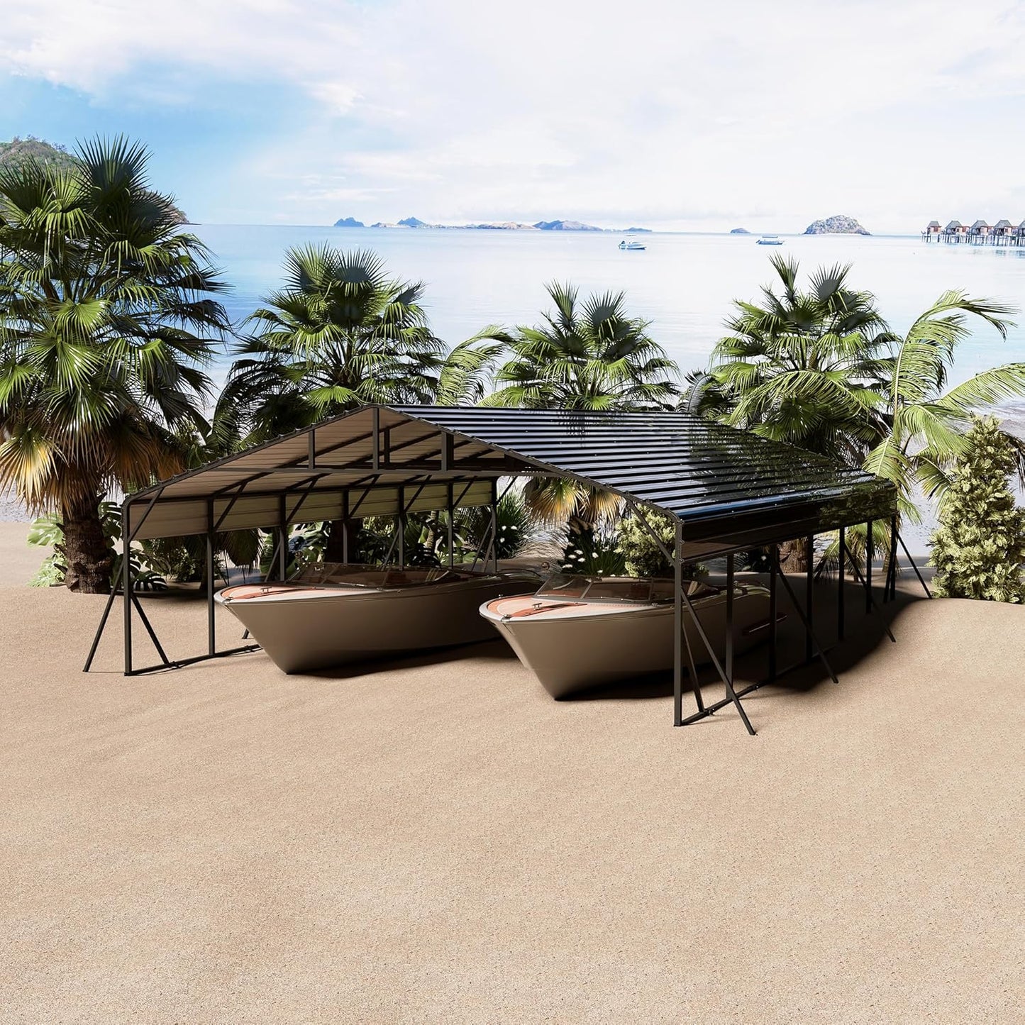 20 x 30 FT Metal Carport with Galvanized Steel Roof, Heavy Duty Metal Roof Carport with Enhanced Base, Tall MetalCarport Kits Garage for Tractors, Trucks, Boats, Cars