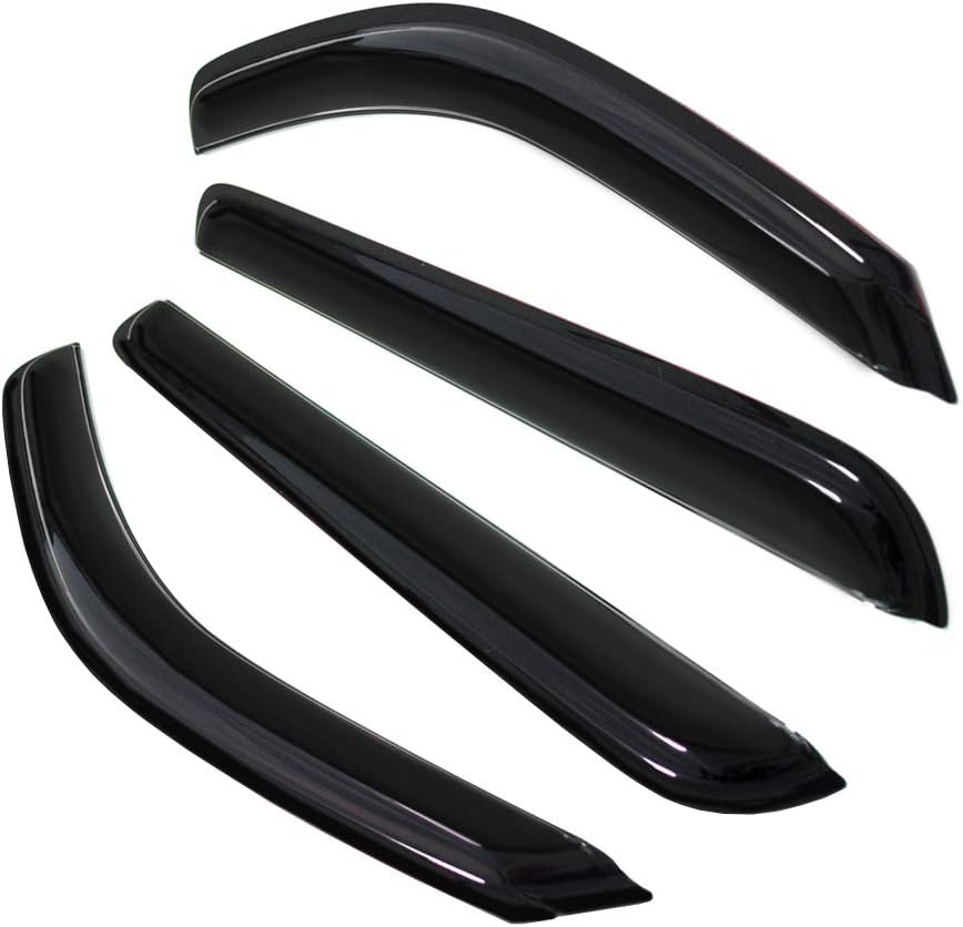 4pc Sun Rain Guards Window Visor Wind Deflector Compatible with 05-12 Nissan Pathfinder Smoke