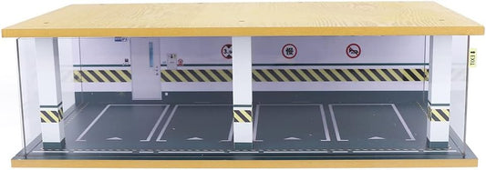 1/24 Parking Garage Model Car Garage Display Case with Clear Acrylic Cover and LED Lighting Toy Car Storage Tabletop Showcase for Boy Kids Home Toy Stores