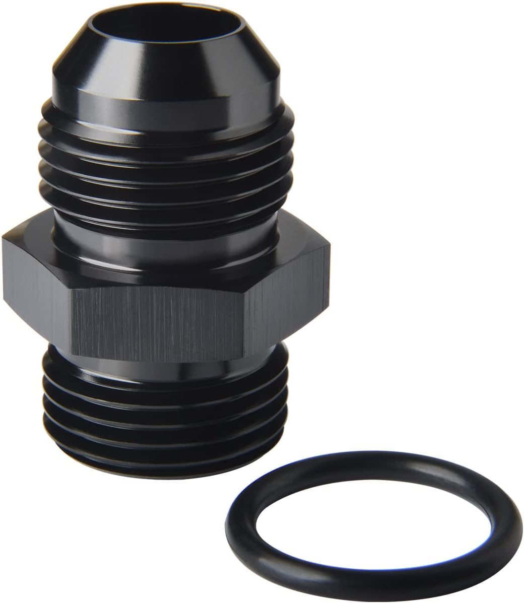 10AN Male Flare to 10AN ORB O-ring Boss Fuel Pump Rail Adapter Fitting Aluminum Black