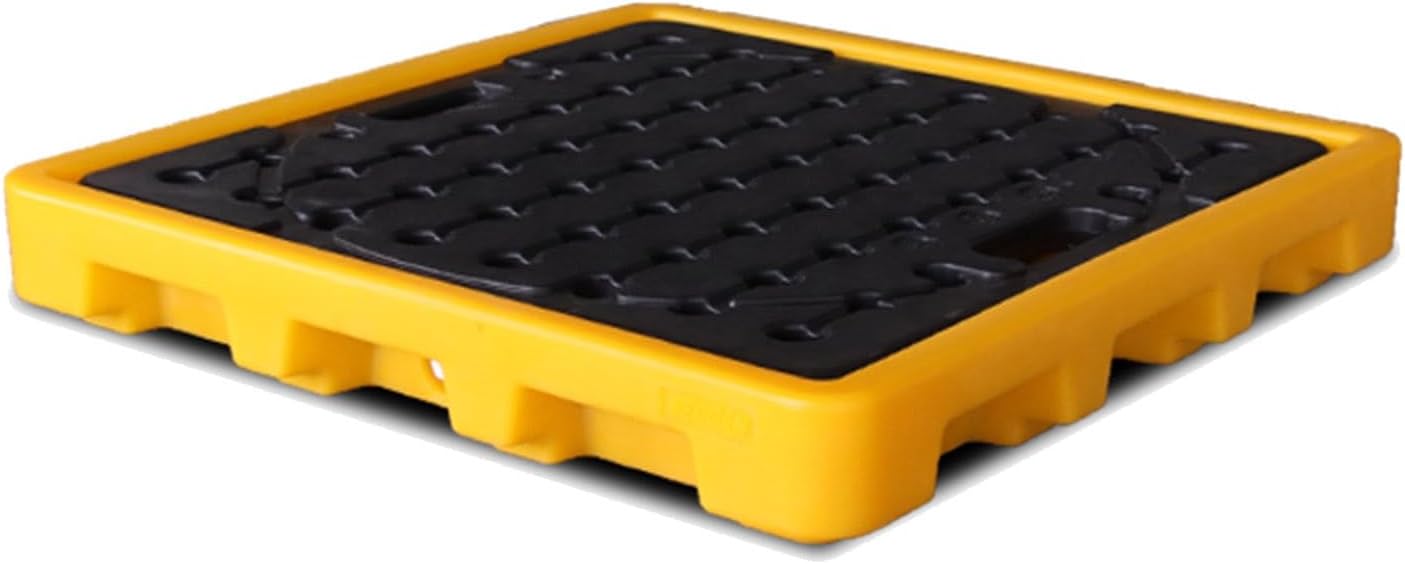 2 Drum Containment Spill Pallet, Polyethylene Low Profile Paint Bucket Tray, Industrial Garage Storage Detachable Shipping Leakproof Platform (Color : Yellow-5 Pack, Size : 26.4"x26.4"x3.9"