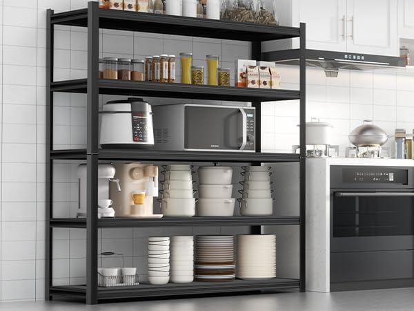 72" H Garage Shelving 2000LBS Heavy Duty Storage Shelves Adjustable 5 Tier Metal Shelves for Storage Garage Industrial Shelving Utility Racks,16" D x35.5 Wx72 H,Black