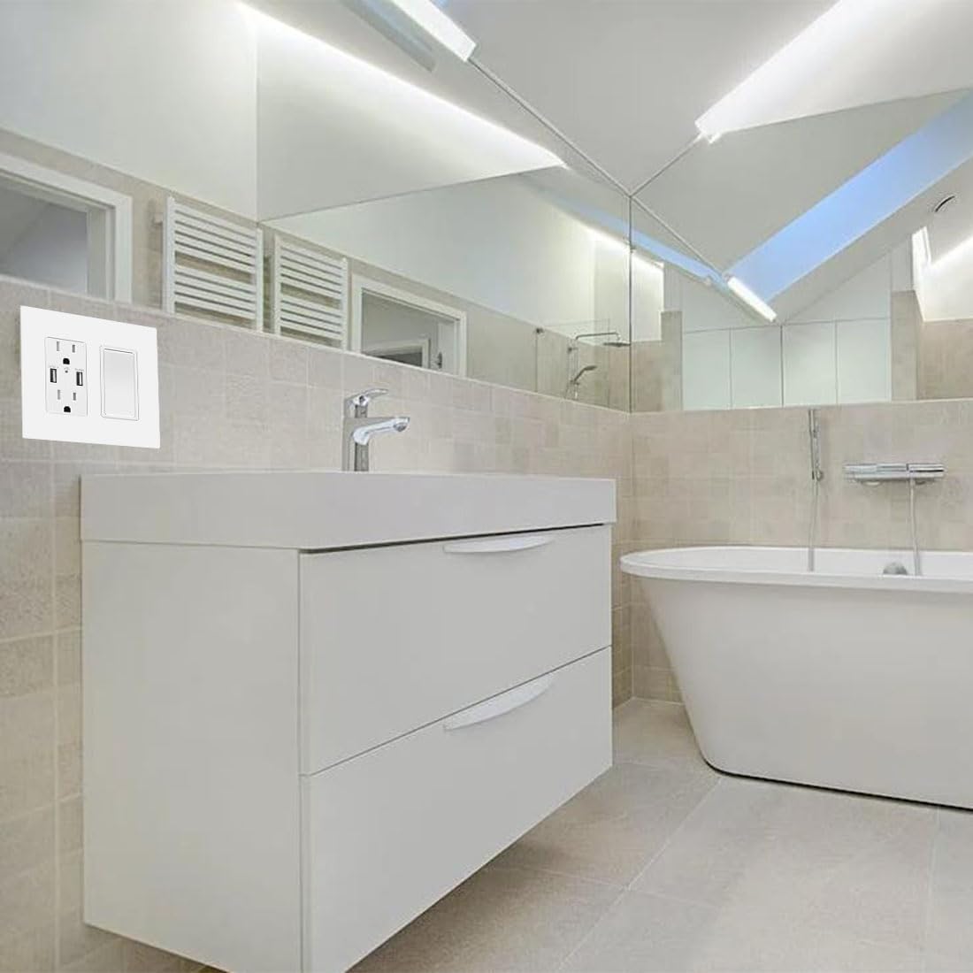 2-Gang Screwless Decora Wall Plate Cover Double Switch Outlet Electrical Faceplate for Light Switch, Smart Switch, Receptacle, Dimmers, USB Outlet, GFCI, Child Safe Cover Plate, White (10-Pack)