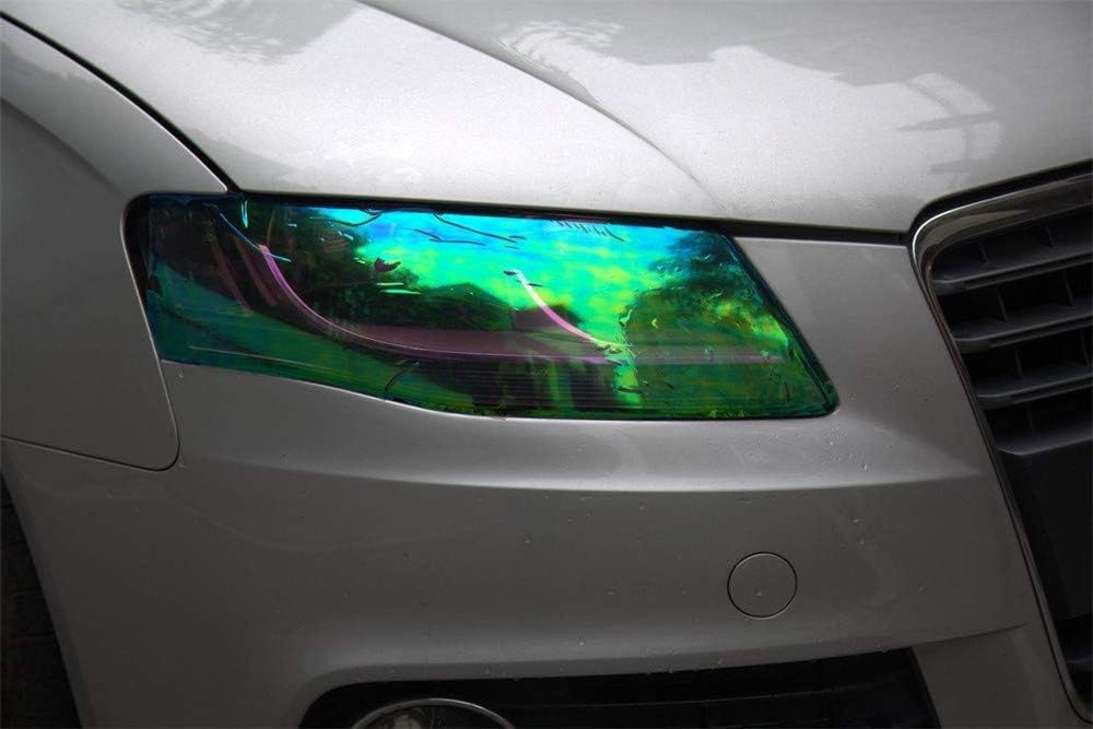 12 by 48 inches Self Adhesive Shiny Chameleon Headlights Tail Lights Fog Lights Films,Film Sheet Sticker,Tint Vinyl Film with Gift Knife and Hand Tool (Light Blue)
