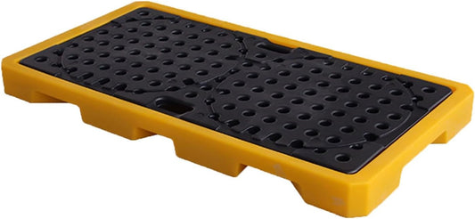 2 Drum Containment Spill Pallet, Polyethylene Low Profile Paint Bucket Tray, Industrial Garage Storage Detachable Shipping Leakproof Platform (Color : Yellow-5 Pack, Size : 51.2"x26.8"x3.9"
