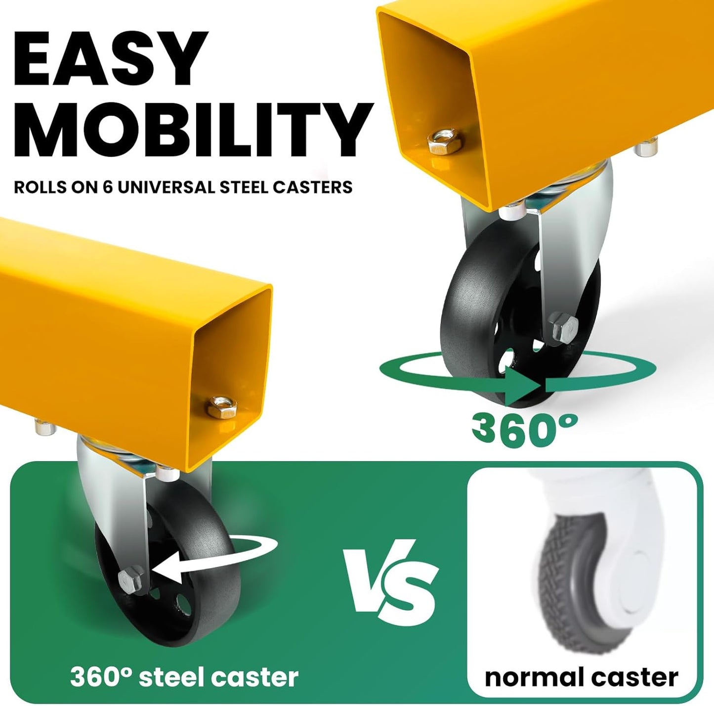 3 Ton Engine Hoist, Folding Hydraulic Cherry Picker Engine Lift, 6500LBS Alloy Steel Engine Crane with Lever, 6 Swivel Wheels and Engine Leveler, Garage Auto Repair Tools (2Ton Yellow)