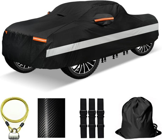 30 Layers Truck Car Cover for Automobiles All Weather Waterproof, Outdoor Snowproof UV Protection Windproof, No Zipper,Heavy Duty Universal Car Covers, (Black, Fit Truck 231"-250")