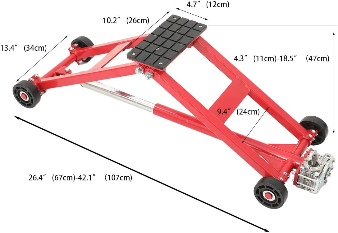 5500lb Portable Turbine Hoist Car Lift, Heavy Duty Auto Lift with Workbench 4.3-18.5in Adjustable Height Portable Car Lift Repair Elevator Tool for Shop, Garage