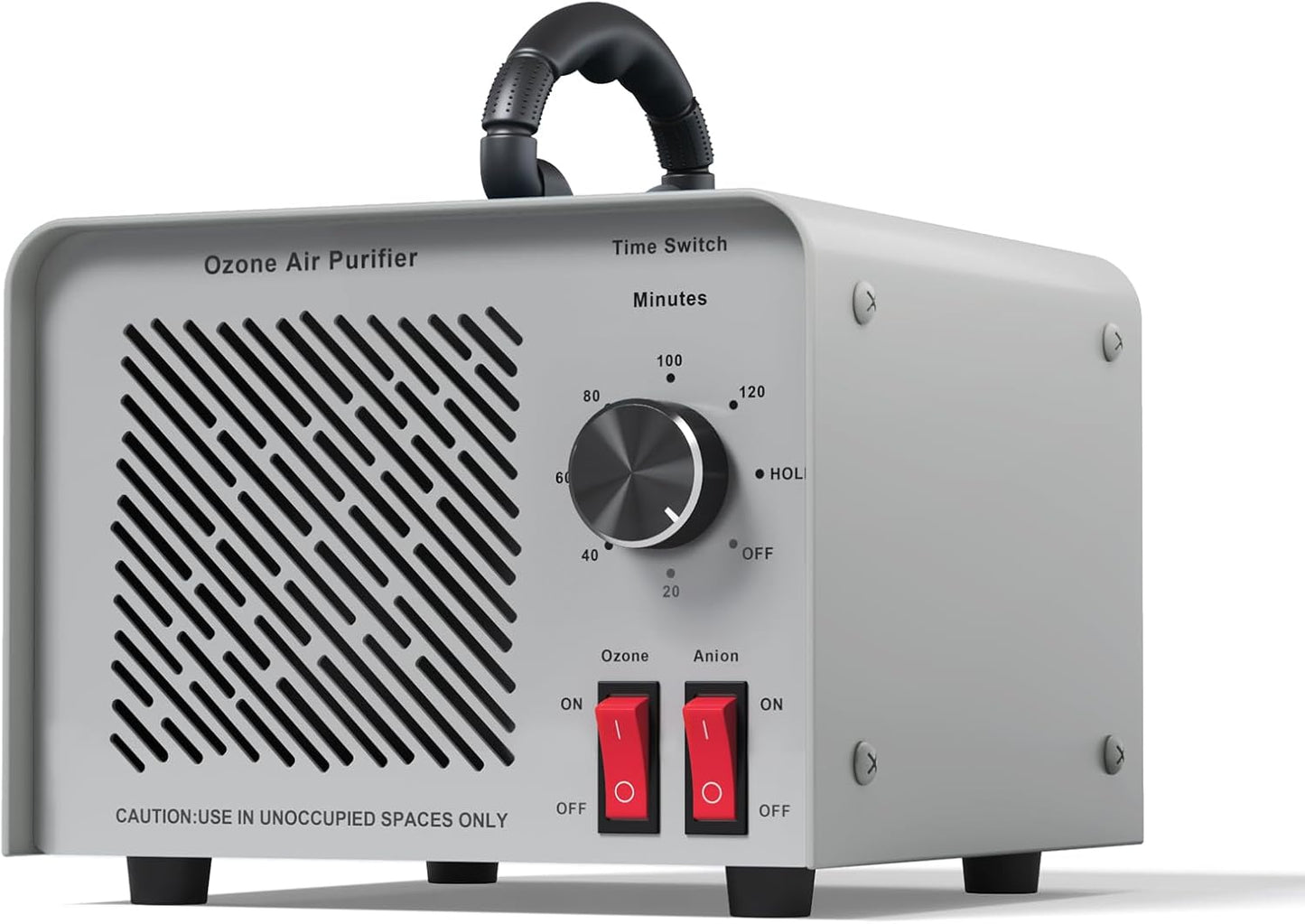 120,000mg/h 0zone Generator High Capacity Ozone Machine & Negative Ion Air Purifier for Home, Car, Pet Odor Removal, O3 Odor Eliminator up to 2,500 Sq. Ft.(Silver)