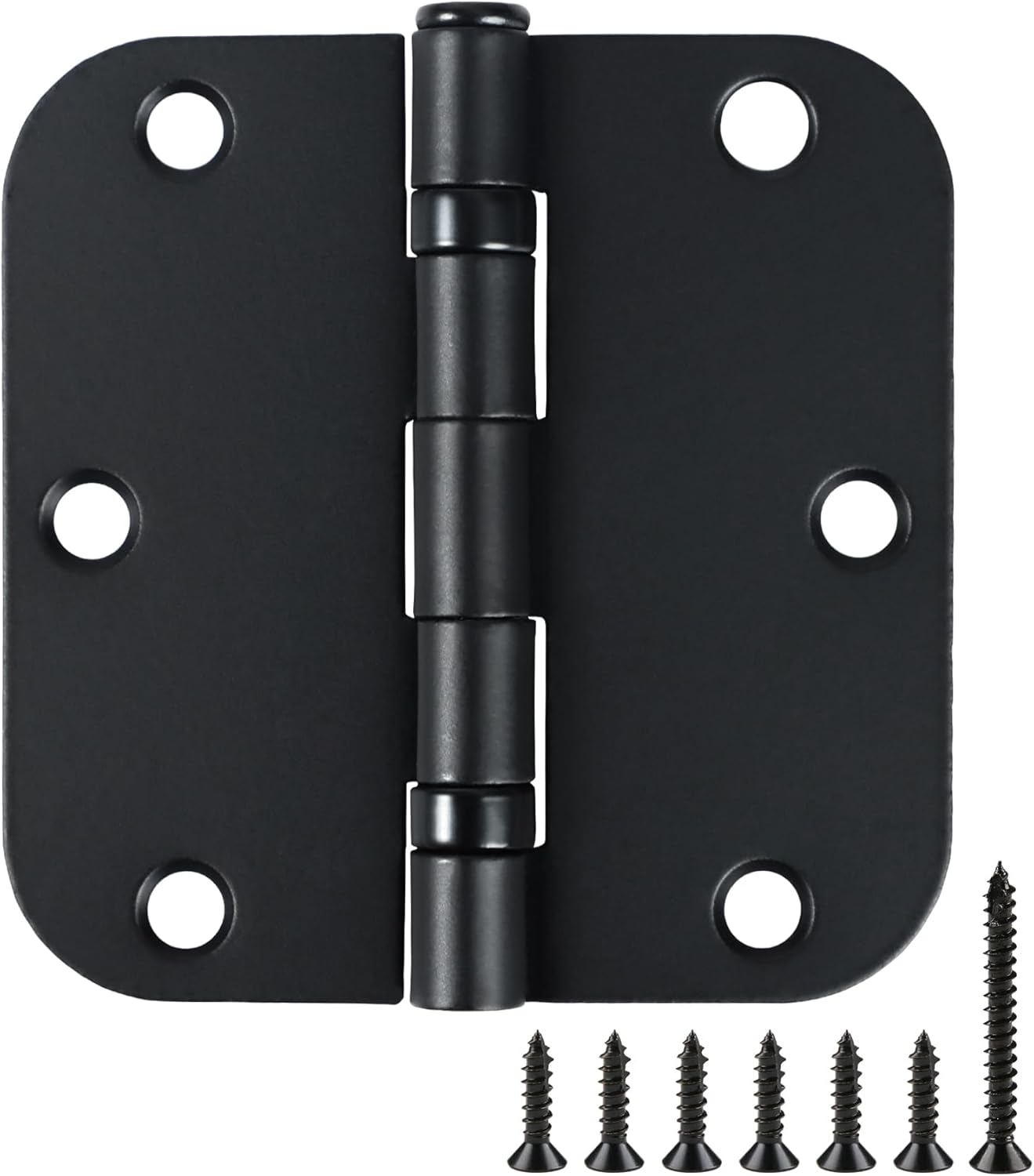 18 Pack Ball Bearing Round Matte Black Door Hinges 3.5 Inch 5/8" Radius Anti Squeak Interior 3-1/2"Flat Bifold Standard Bedroom Indoor for Doors 3 ½" Hardware Essentials House Home Decor Accessories