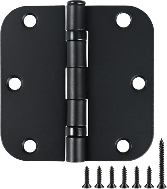 30 Pack Ball Bearing Matte Black Door Hinges 3.5 Inch 5/8" Radius Round Squeak Free Interior 3-1/2"Flat Bifold Standard Bedroom Indoor for Doors 3 ½" House Home Decor Improvement Accessories Hardware