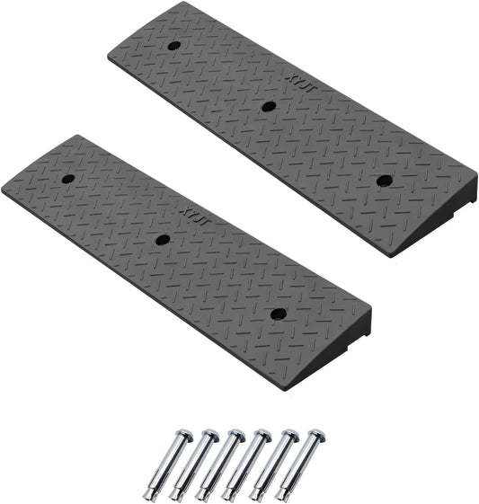 2 Pack 2.4'' Rise Rubber Curb Ramp Heavy Duty Loading Rubber Curb Ramps 3 Tons Driveway Ramp Car Slope Ramp for Loading Dock Bike Vehicle Warehouse Sidewalk Wheelchair (2.4" H)