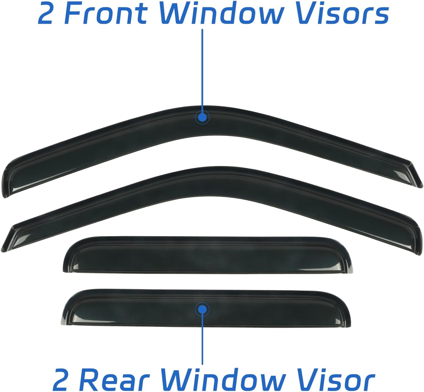 4 PCS Rain Guards Fit for 1999-2016 Ford F250 F350 F450 F550 SuperCrew Super Duty Truck (4 Full Doors), Outside Mount Side Window Visors Deflector, Smoke Tinted Vent Visors Shade