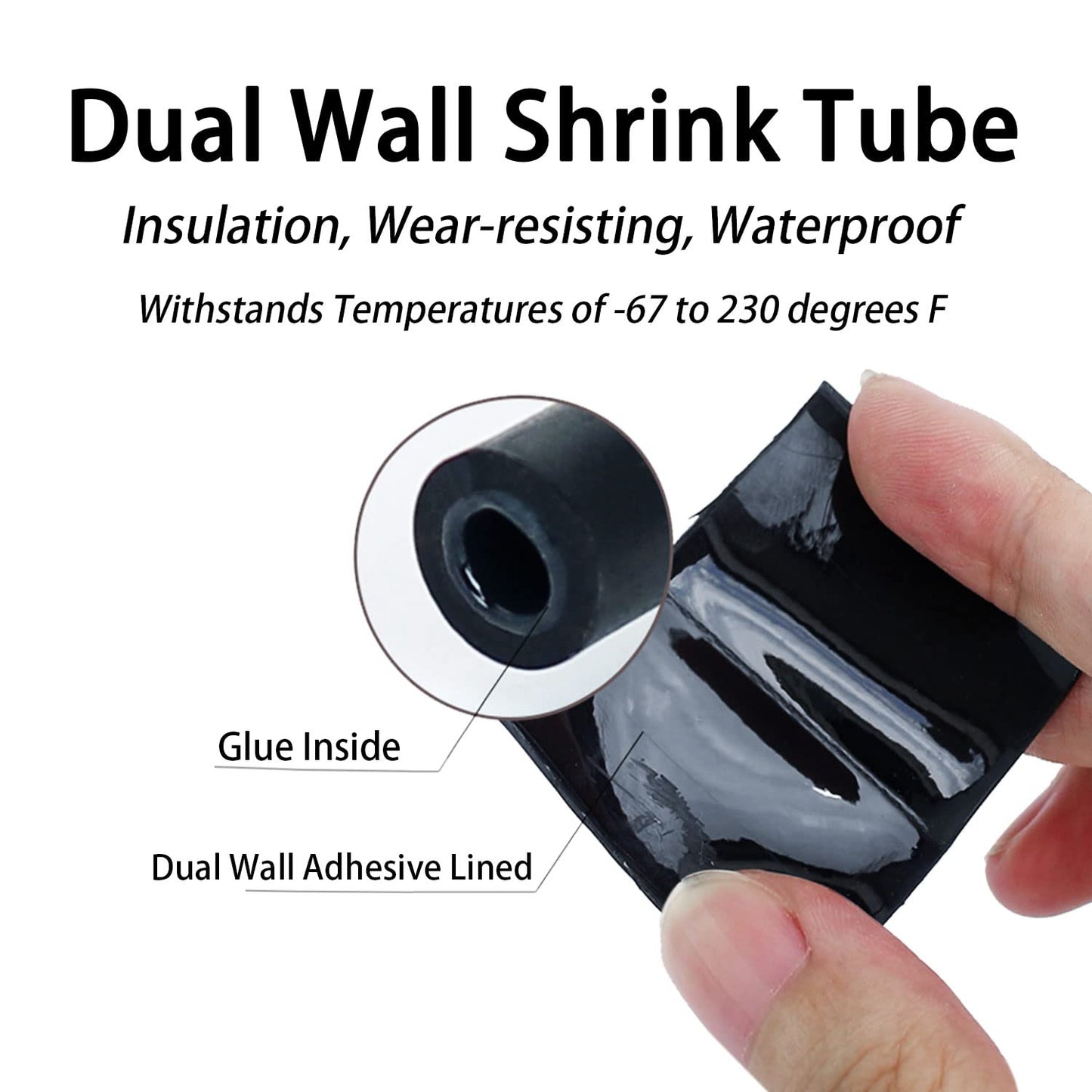 3:1 Ratio Heat Shrink Tubing Roll Adhesive Lined Industrial Marine Grade Dual Wall Heat Shrink Tube Waterproof and Sealed Black (1-1/4 inches(30 mm), 30 Feet)