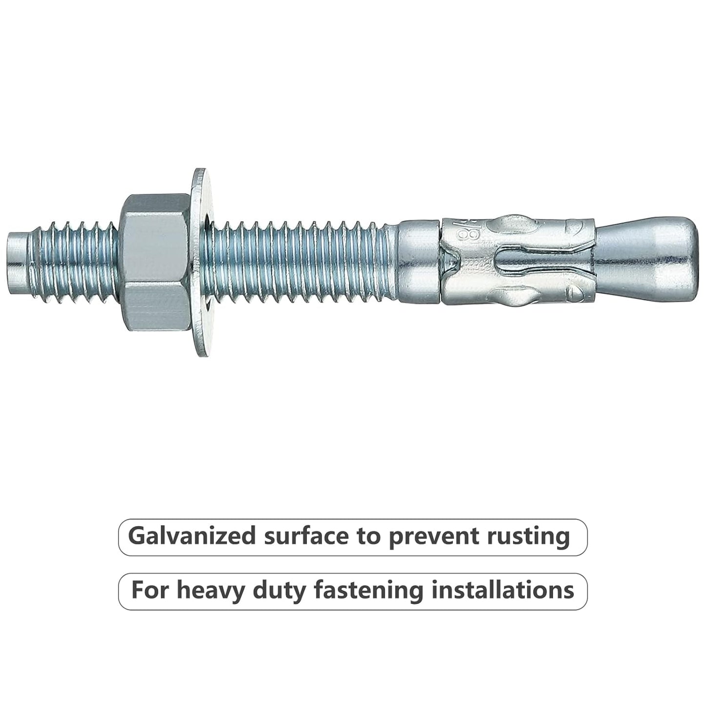 3/4x8 10Pcs Inch Standard Fasteners for Heavy-Duty Zinc Wedge Anchors for Cement and Concrete
