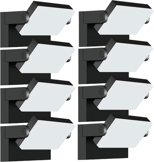 40W Outdoor Flood Light, 5000K 360° Rotating LED Wall Light, IP66 Waterproof Square Exterior Wall Pack Wall Mount Fixture Commercial Security Lighting for Garage House (8 Pack)