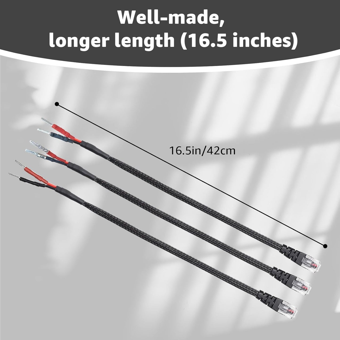 16.5" Radar Detector Hardwire Power Cord Mirror Wire Plug Tap Set (3-Piece Set) - Compatible with Uniden Valentine One Escort & Beltronics Radar Detectors,Inline Fuse Mount (RJ11)