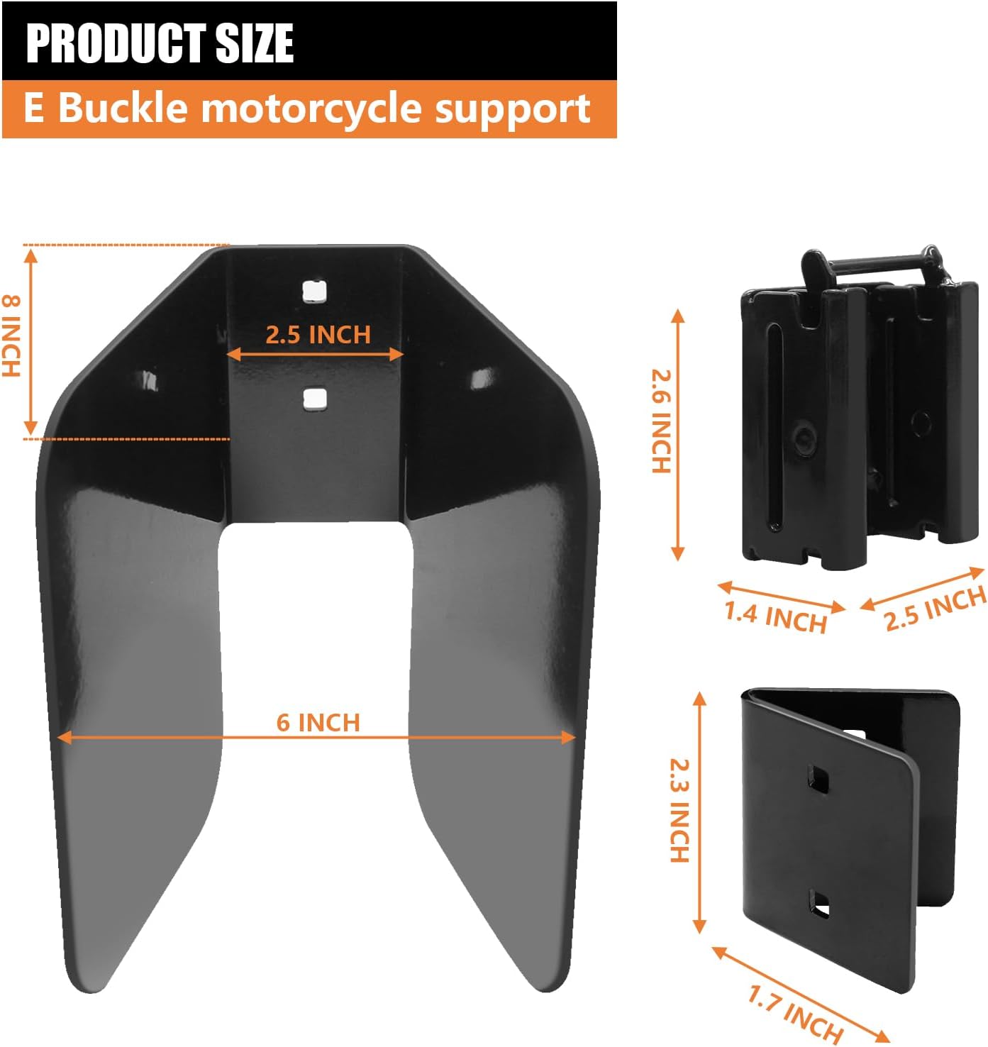 4Pack E-Track Wheel Chock for Motorcycle, E Track Dirt Bike Wheel Chocks, E-Track Accessories Hardware, Supports Tires up to 6” Wide Black