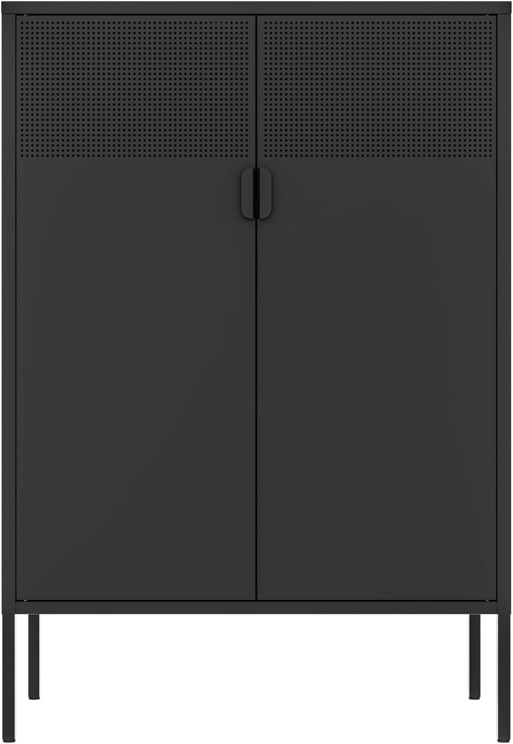 2 Mesh Door Metal Storage Cabinet with Adjustable Shelves, Multipurpose Black Storage Cabinet, 3-Tier Office Cabinet,Metal Storage Cabinet for Office Home,Hallway(Black, 47''H)