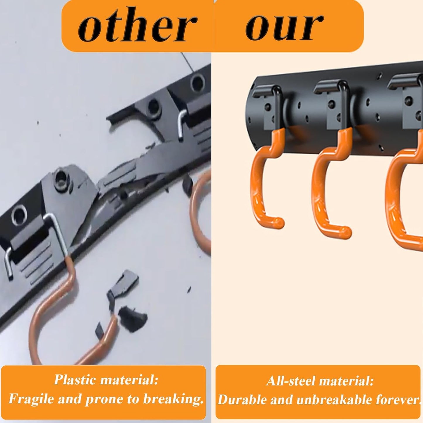 3-H 24×16" All Metal Garden Tool Organizer Wall Mount, Broom Holder Wall Mount for Garage, Shed, Garden, Basement Hanging and Organizing Rake, Mop, Shovel, Hose (24Pack)