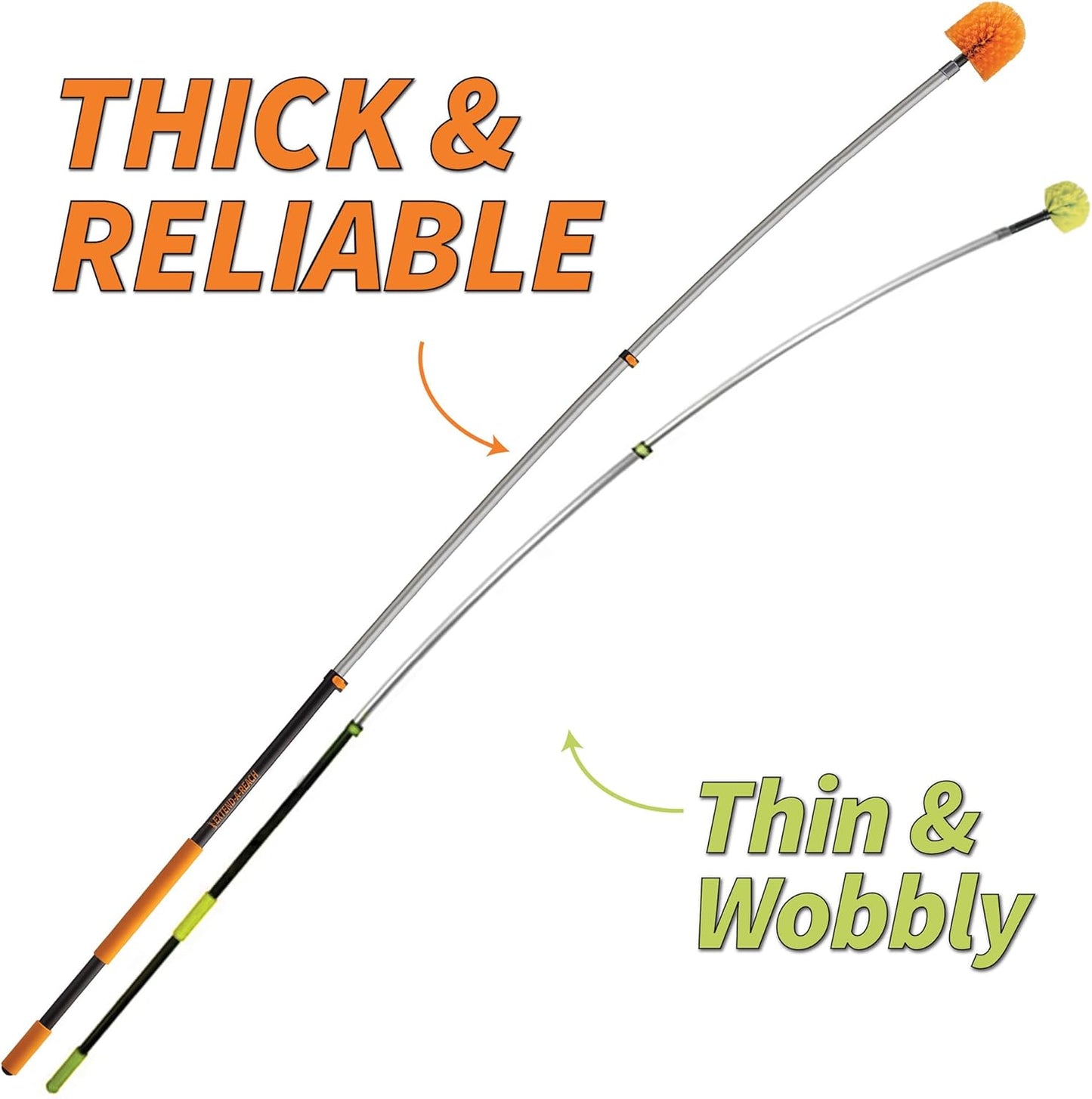 30 Foot High Reach Duster Kit with 5-24 ft Extension Pole // High Ceiling Dusting and Window Cleaning Kit with Telescopic Pole // Window Washer & Squeegee, Cobweb Duster, Fan Blade and Feather Duster