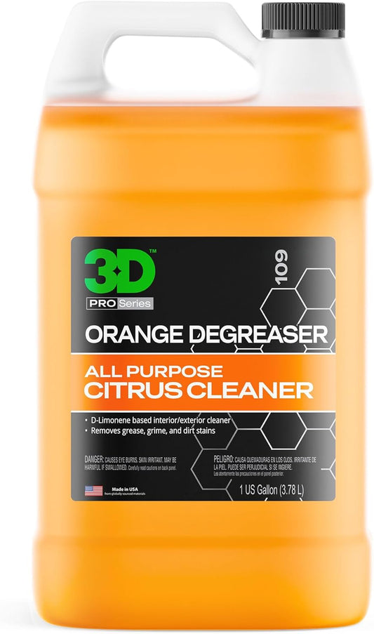 3D Orange Degreaser – Citrus-Based Car Cleaner for Oil, Grease, Grime & Adhesives – Water-Based, Non-Corrosive, Eco-Friendly, Interior & Exterior Use - 1 Gallon