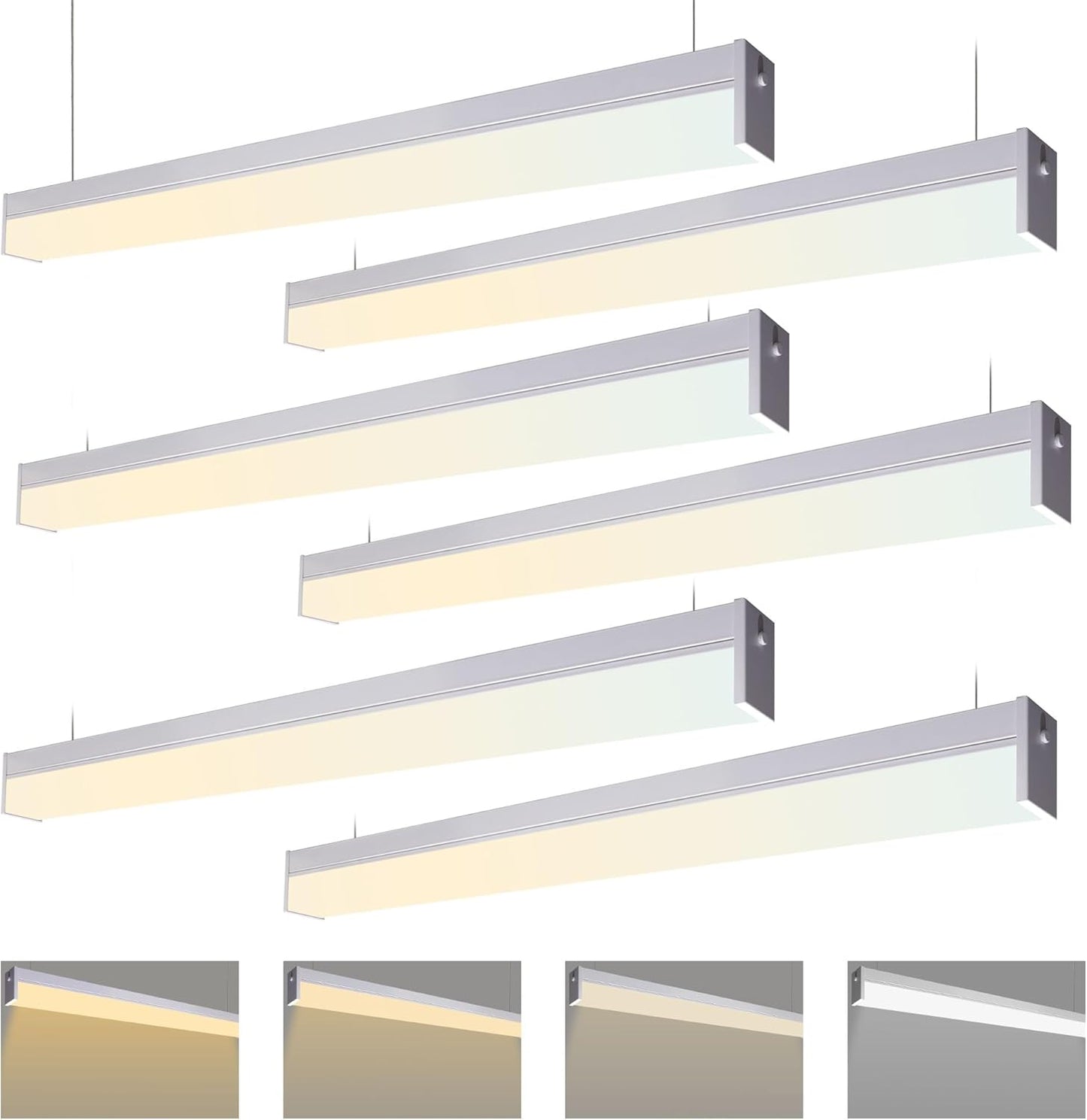 6PK 4FT LED Shop Light，Led Garage Ceiling Lights, LED Workbench Light，LED Wraparound Light Fixture,Hanging or Suface Mount,Office Ceiling Light for Garage, Office, Kitchen