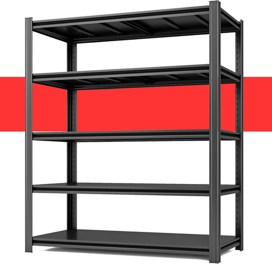 84" H x 55.12" W 5 Tier Metal Garage Shelves, 3000 LBS Heavy Duty Adjustable Storage Shelving Unit for Warehouse, Basement, Kitchen, Store Display, Flower Stand, Office, Classroom, 23.62" D