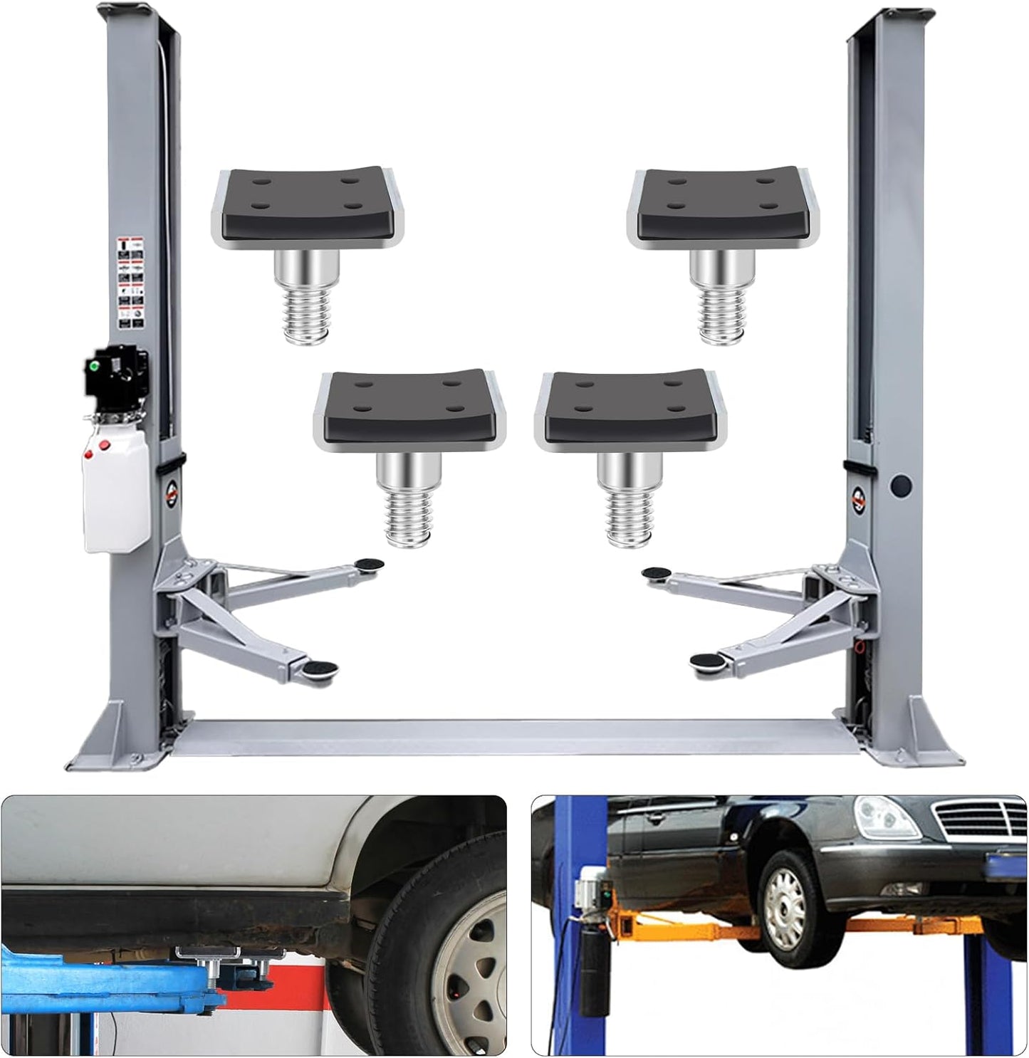 4 Pack Truck Adapter for 2 Post Lift, Hot Dipped Galvanized Steel Lift Pads for Auto/Car/Vehicle, Auto Lift Spin-Up Frame Adapter, Truck Adapter Kit Set for ME & KT Two Post Lifts