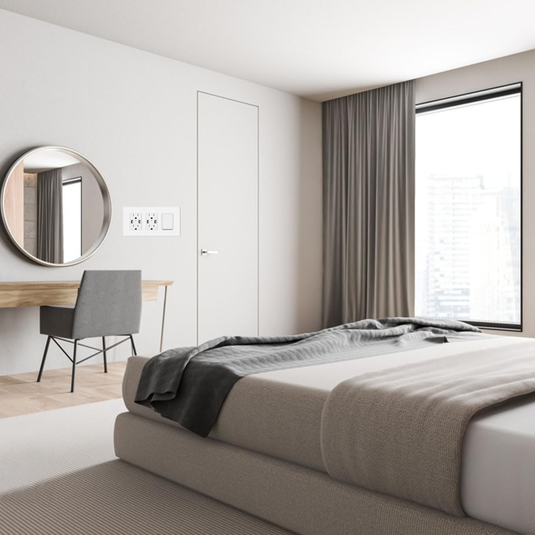 3-Gang Screwless Decorator Wall Plate Cover Switch Outlet Electrical Faceplate for Light Switche, Smart Switch, Receptacle, Dimmers, USB Outlet, GFCI, Child Safe Cover Plate, White (6-Pack)