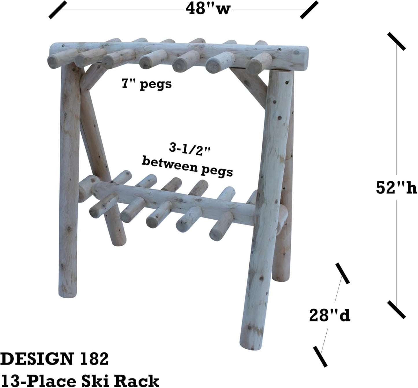 13-Place Freestanding Log Ski Rack Holder, Indoor & Outdoor Snowboard Racks, Standing Storage, Garage Racks for Snow Skis & Poles, Snowboard Rack Garage Storage Organizer-Canyon Brown + 15" Anchor Kit