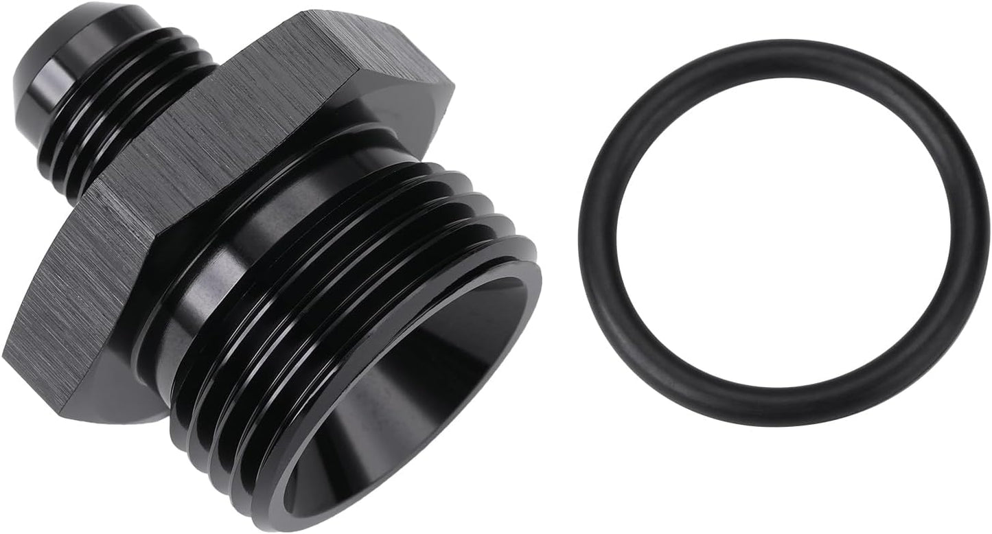6AN Male Flare to 12AN ORB O-ring Boss Fuel Pump Rail Adapter Fitting Aluminum Black