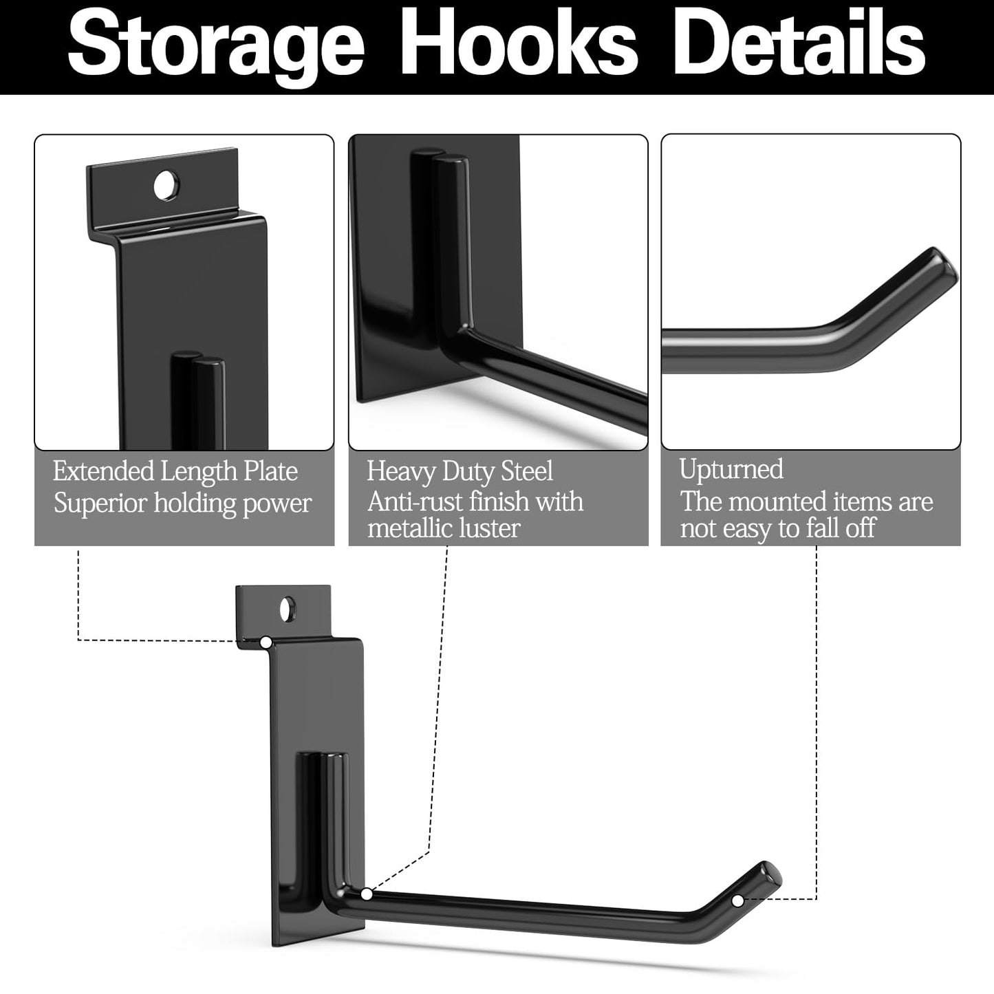 3-H Slatwall Accessories - 30 Pack, 4 Inch Slat Wall Hooks & Hangers, Heavy Duty, Proslat Compatible