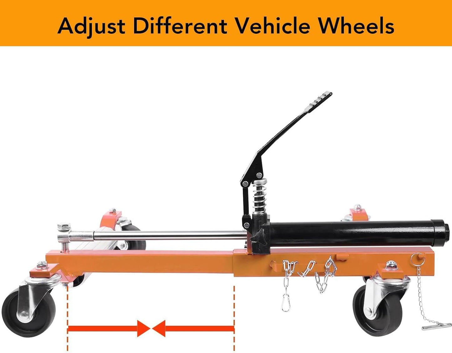 4 Pcs Car Wheel Dolly with Hydraulic Tire Jack, 1500LBS Capacity Trailer Dolly for Vehicle Positioning for Truck RV Trailer, Orange