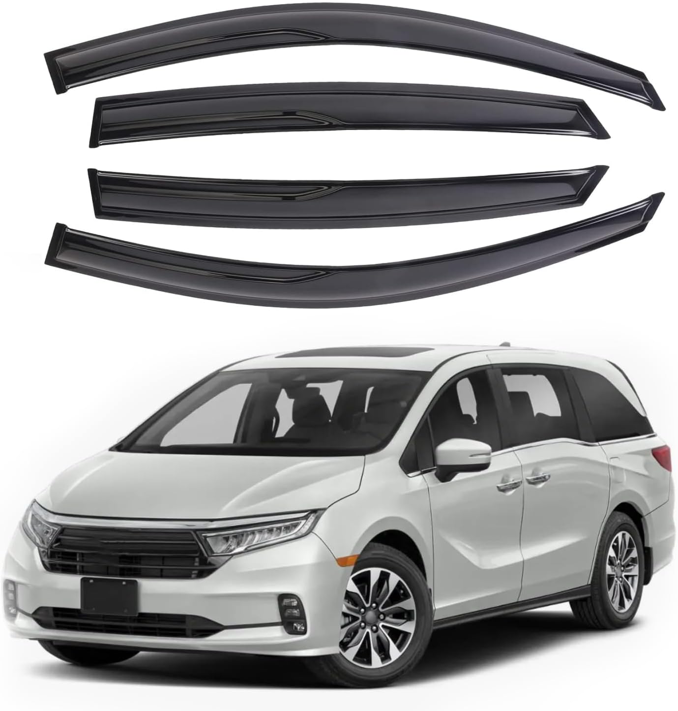 4PCS Rain Guards Window Visors Wind Deflector Fits for 2018-2023 Honda Odyssey, Front & Rear Outside Mount Vent Shade, Tape-on Vent Visors, 2018 2019 2020 2021 2022 2023