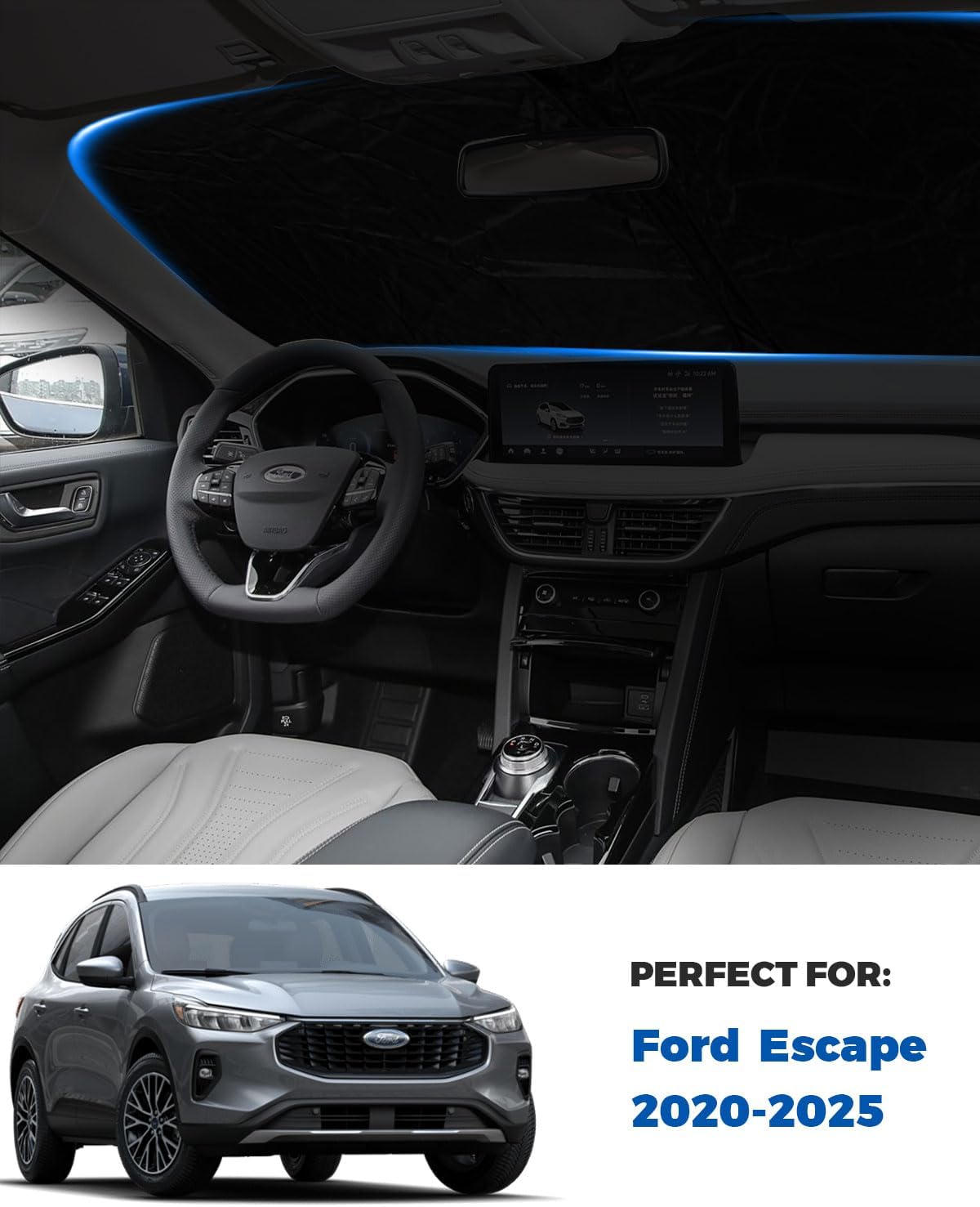 2025 Upgrade Front Windshield Sunshade fit for Ford Escape 2020-2025 Reflector Foldable Car Shade Automotive Windshield Sunshades Ford Escape Windshield Sun Shade |Keeps Your Vehicle Cool|